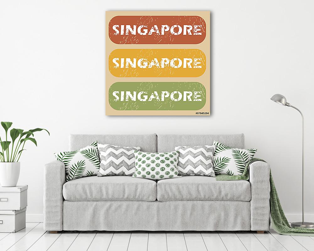Vintage szingapúri bélyegző - vászonkép, falikép vásárlás Vintage szingapúri bélyegző (vászonkép) - vászonkép, falikép otthonra és irodába