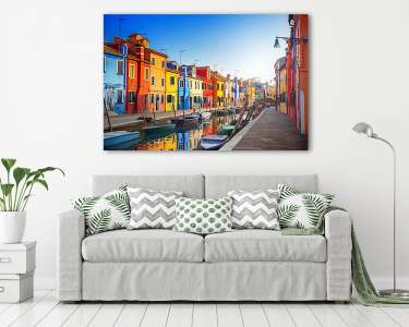 Színes házak Burano, Velence, Olaszország (vászonkép) - vászonkép, falikép otthonra és irodába
