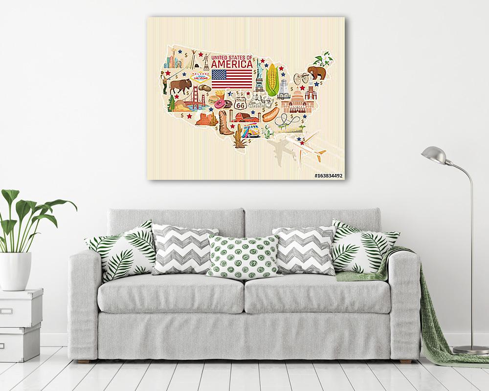 Üdvözöljük az USA-ban. Amerikai Egyesült Államok poszter. Vektor - vászonkép, falikép vásárlás Üdvözöljük az USA-ban. Amerikai Egyesült Államok poszter. Vektor (vászonkép) - vászonkép, falikép otthonra és irodába