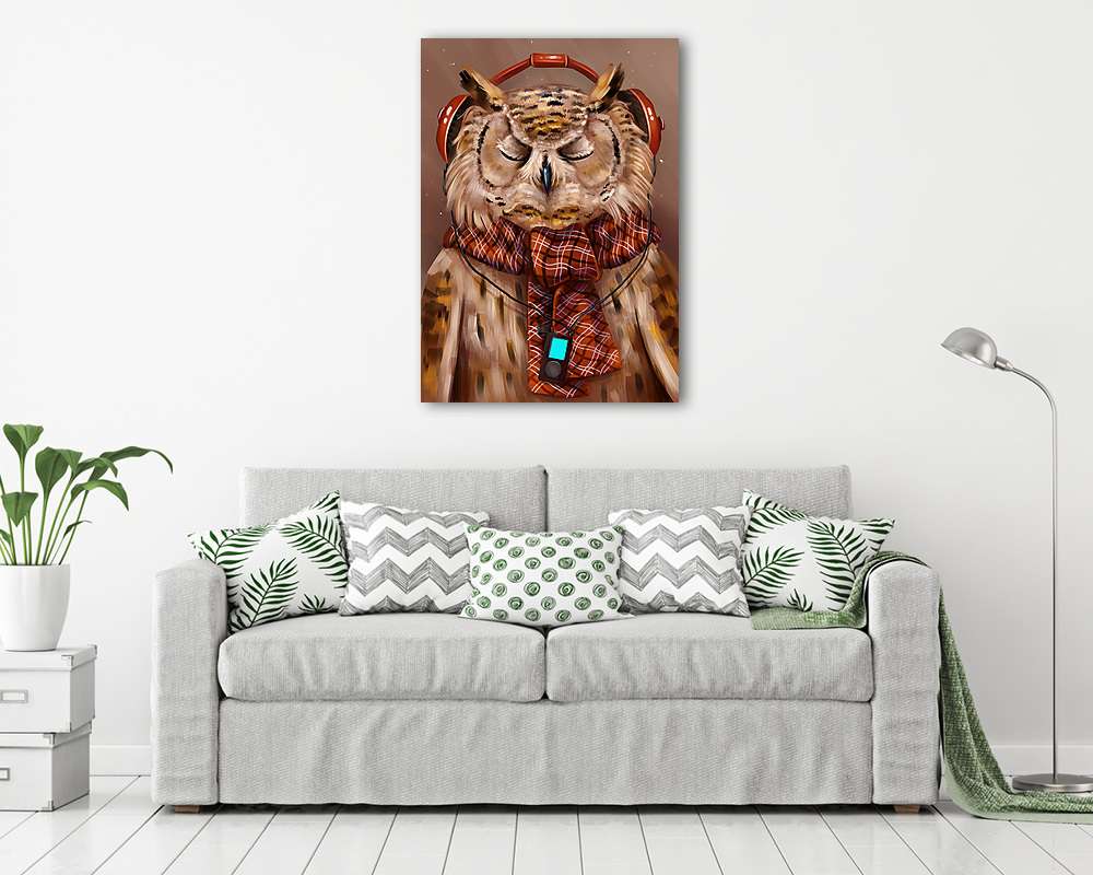 Zenét hallgató bagoly - vászonkép, falikép vásárlás Zenét hallgató bagoly (vászonkép) - vászonkép, falikép otthonra és irodába