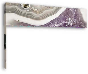 Closeup of a polished banded Agate geode filled with purple Amethyst Quartz crystals. - vászonkép 3D látványterv