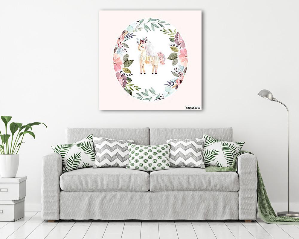 Vintage unikornis (keretezett kép) - vászonkép, falikép otthonra és irodába