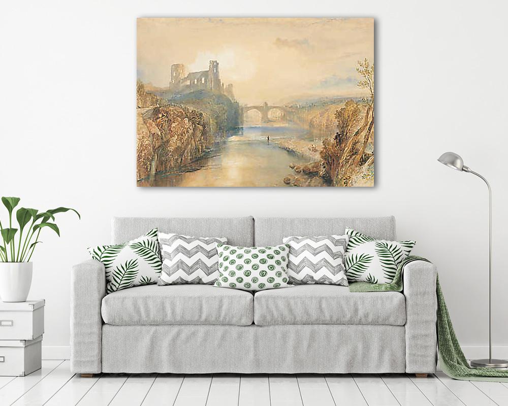 Barnard Castle látképe (keretezett kép) - vászonkép, falikép otthonra és irodába