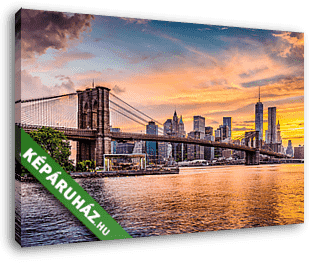 New York naplemente idején a Brooklyn híddal - vászonkép 3D látványterv