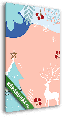 Modern karácsonyi grafika 1. (szarvas, karácsonyfa) - vászonkép 3D látványterv