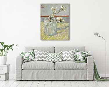 Virágzó mandulafa ág egy pohárban (vászonkép) - vászonkép, falikép otthonra és irodába