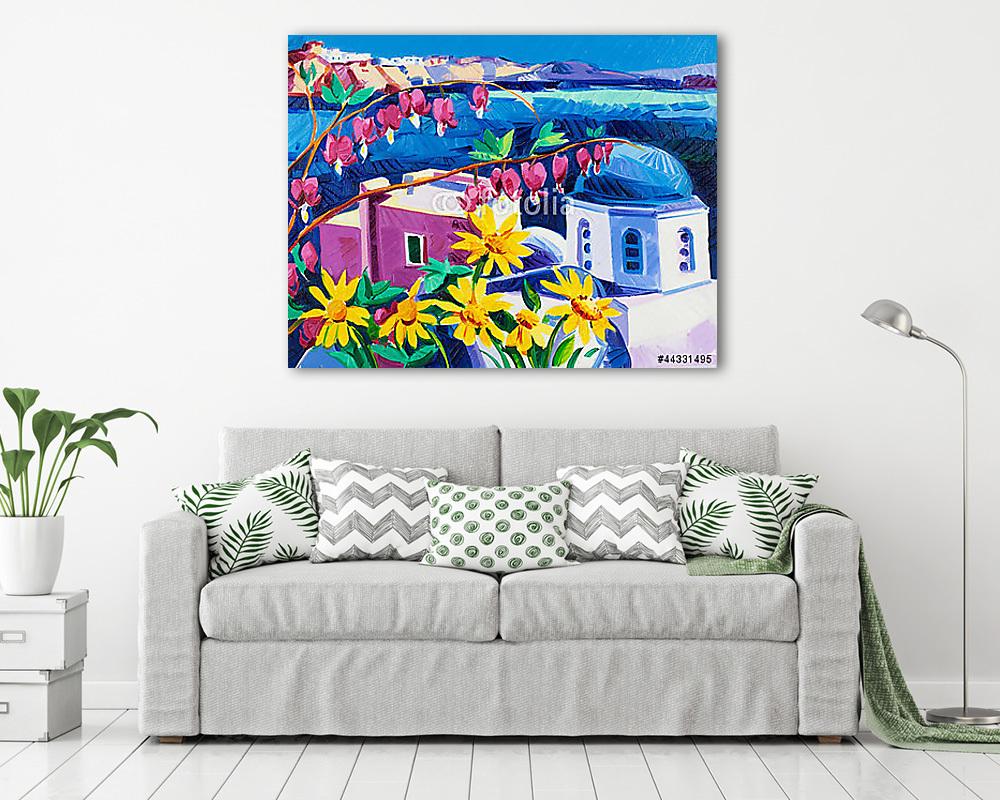 Santorini templomok (poszter) - vászonkép, falikép otthonra és irodába