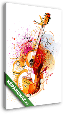 Akvarell akusztikus gitár - vászonkép 3D látványterv