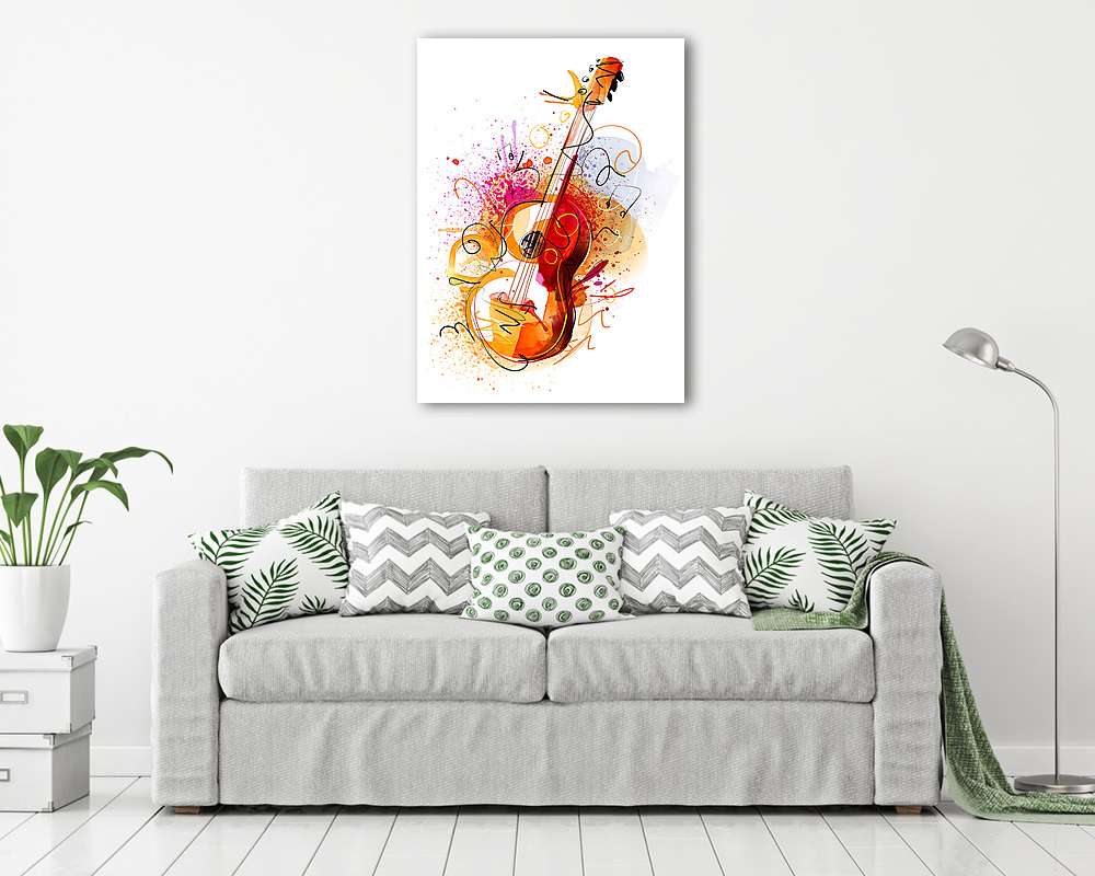 Akvarell akusztikus gitár (vászonkép) - vászonkép, falikép otthonra és irodába