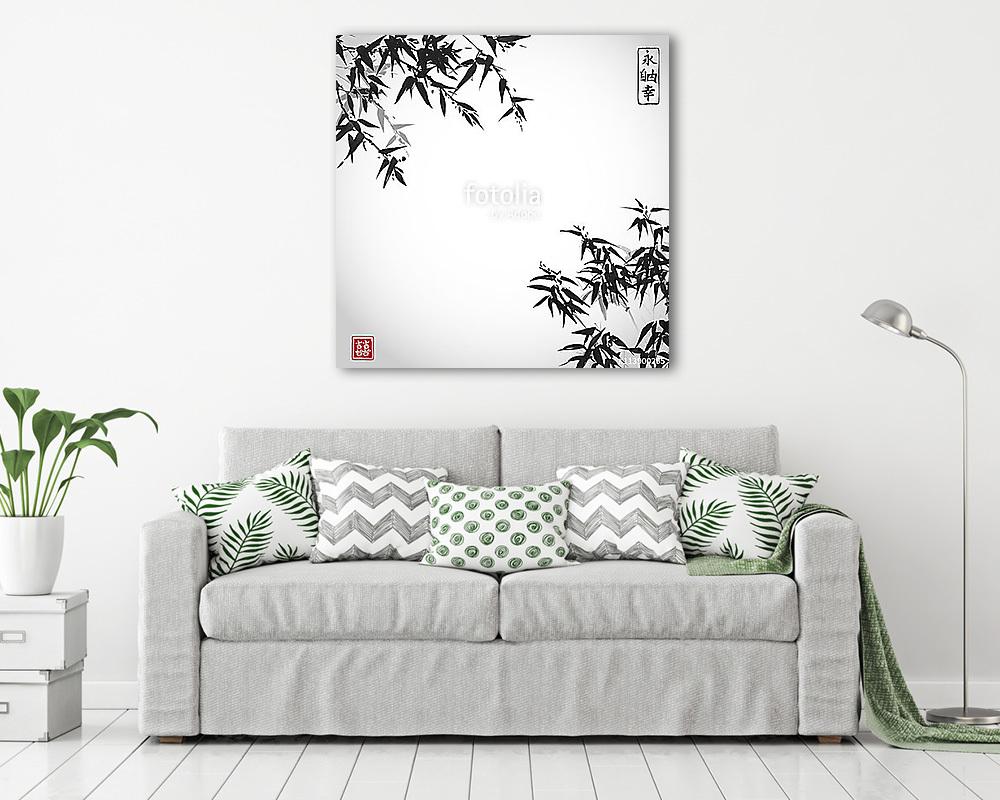 Bambuszfák fehér alapon. A hagyományos japán festékfesték - vászonkép, falikép vásárlás Bambuszfák fehér alapon. A hagyományos japán festékfesték (vászonkép) - vászonkép, falikép otthonra és irodába