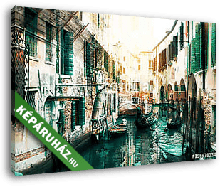 Double exposure of old city canal view - vászonkép 3D látványterv