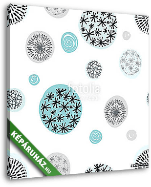 Seamless pattern with hand drawn circle doodle stylish elements. - vászonkép 3D látványterv