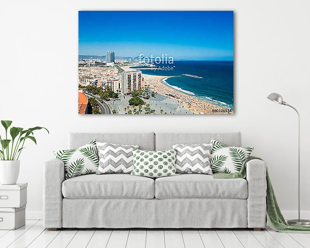 Barceloneta beach in Barcelona, Spain (fotótapéta) - vászonkép, falikép otthonra és irodába