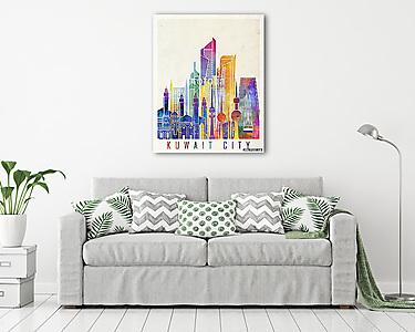 Kuwait city landmarks watercolor poster (vászonkép) - vászonkép, falikép otthonra és irodába