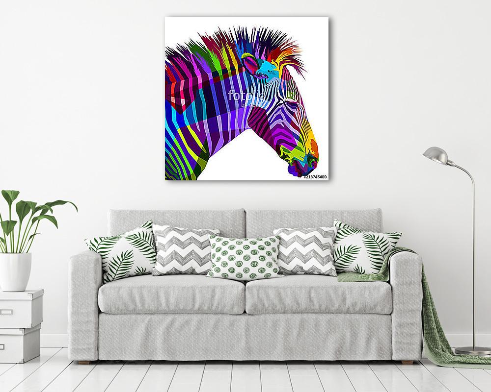 Színes zebra illusztráció - vászonkép, falikép vásárlás Színes zebra illusztráció (fotótapéta) - vászonkép, falikép otthonra és irodába