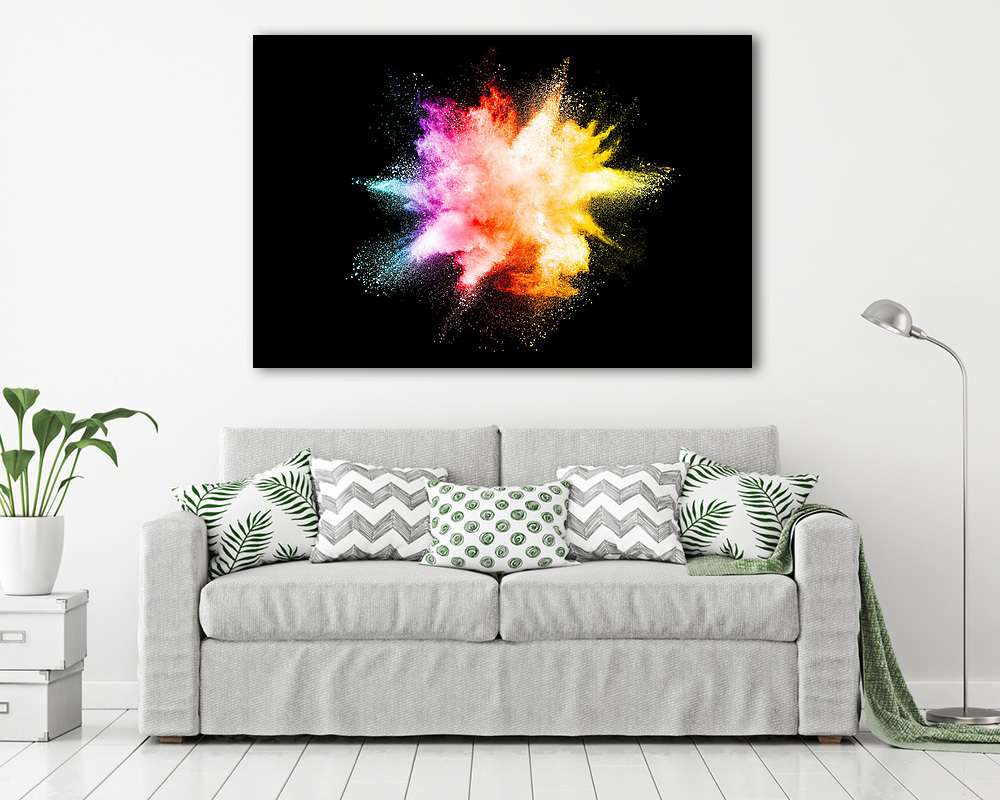 Explosion of colored powder isolated on black background. (többrészes kép) - vászonkép, falikép otthonra és irodába