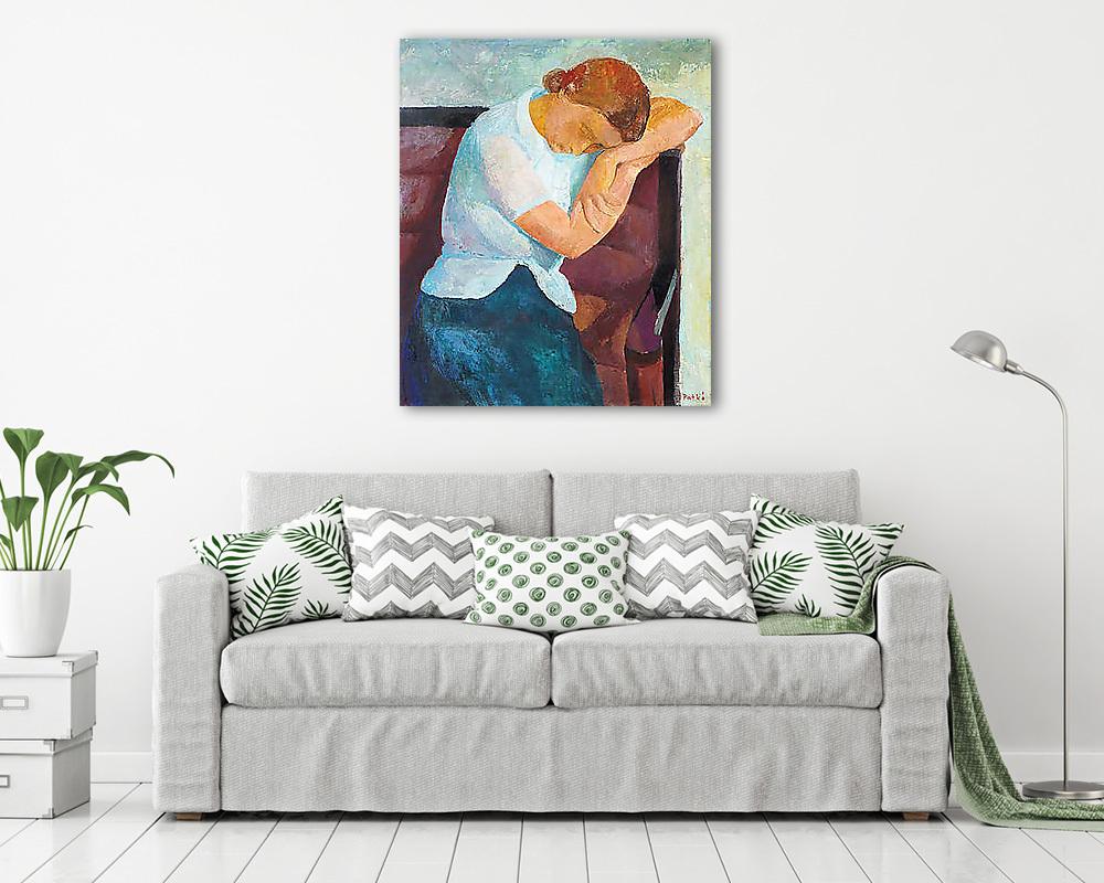 Pihenő nő portréja (bögre) - vászonkép, falikép otthonra és irodába