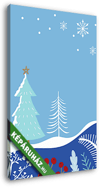 Modern karácsonyi grafika 1. (havas tájkép) - vászonkép 3D látványterv