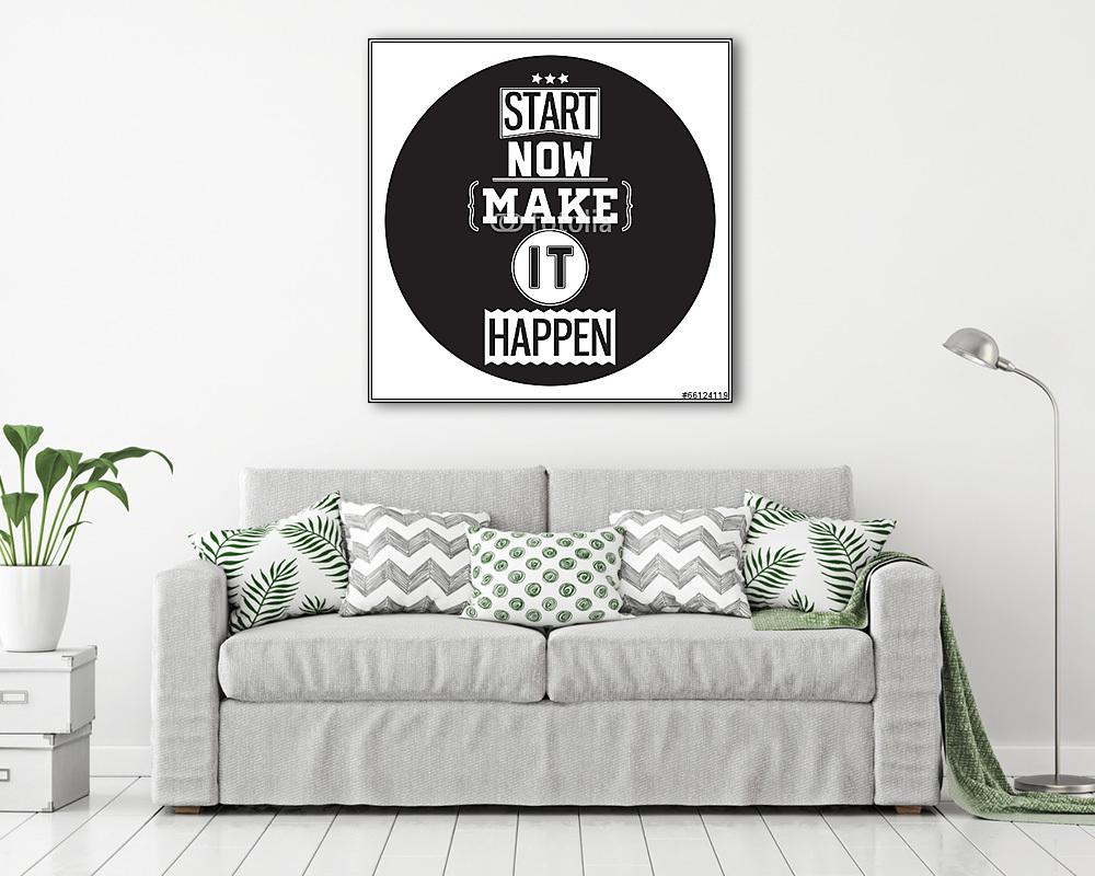 Tipográfiai plakáttervezés - most kezdődik. Tegye meg - vászonkép, falikép vásárlás Tipográfiai plakáttervezés - most kezdődik. Tegye meg (vászonkép) - vászonkép, falikép otthonra és irodába