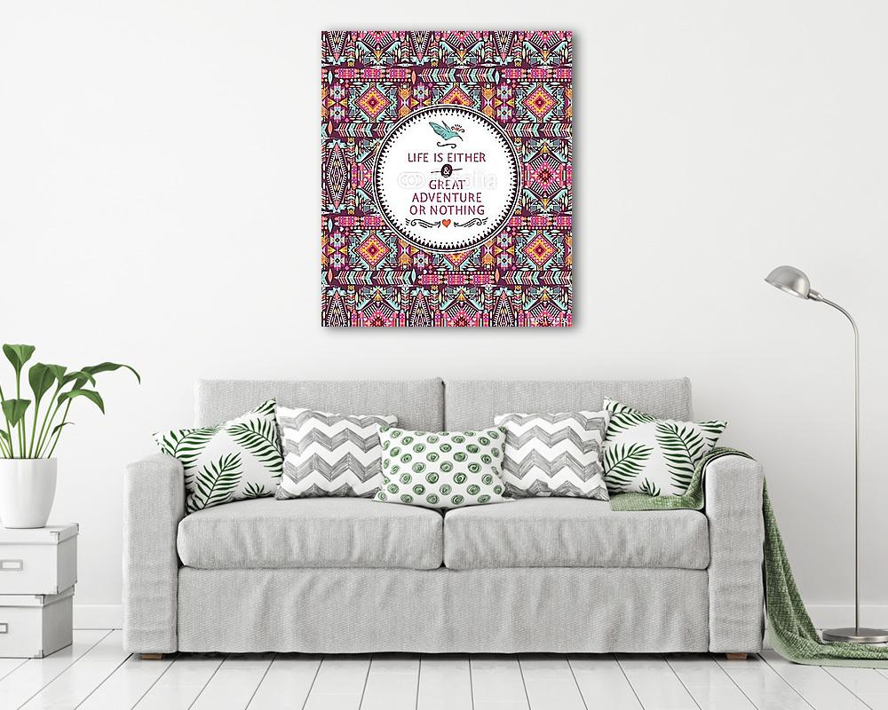 Hipster zökkenőmentes törzsi mintázat geometrikus elemekkel (bögre) - vászonkép, falikép otthonra és irodába