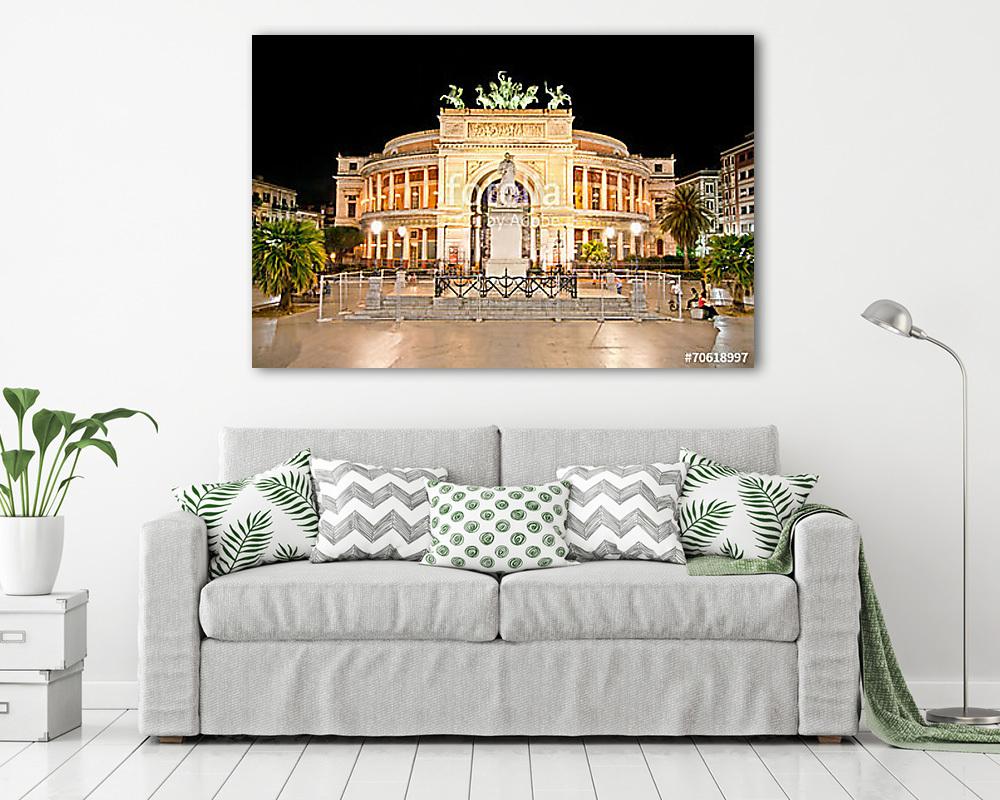 Politeama színház éjszaka Palermo, Szicília. Olaszország. - vászonkép, falikép vásárlás Politeama színház éjszaka Palermo, Szicília. Olaszország. (vászonkép) - vászonkép, falikép otthonra és irodába