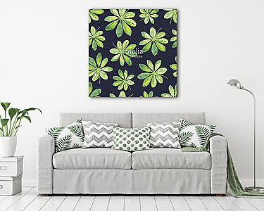 Az akvarell trópusi mintázata levelekkel. (vászonkép) - vászonkép, falikép otthonra és irodába