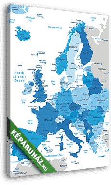 Európa-nagyon részletes térkép. - vászonkép 3D látványterv