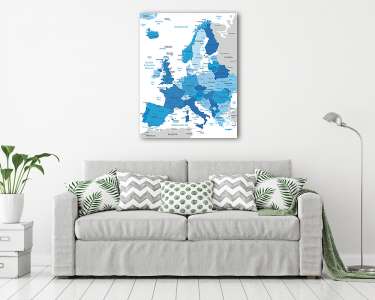 Európa-nagyon részletes térkép. (vászonkép) - vászonkép, falikép otthonra és irodába