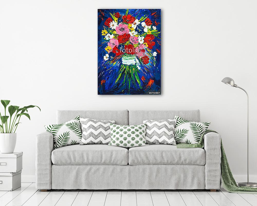 Virágcsokor absztrakt stílusban festmény - vászonkép, falikép vásárlás Virágcsokor absztrakt stílusban festmény (vászonkép) - vászonkép, falikép otthonra és irodába