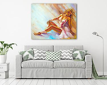 Absztrakt ülő balerina (olajfestmény reprodukció) (vászonkép) - vászonkép, falikép otthonra és irodába