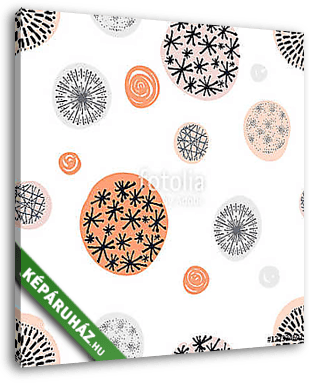 Seamless pattern with hand drawn circle doodle stylish elements. - vászonkép 3D látványterv