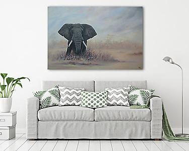 Elefánt a szavannán (vászonkép) - vászonkép, falikép otthonra és irodába