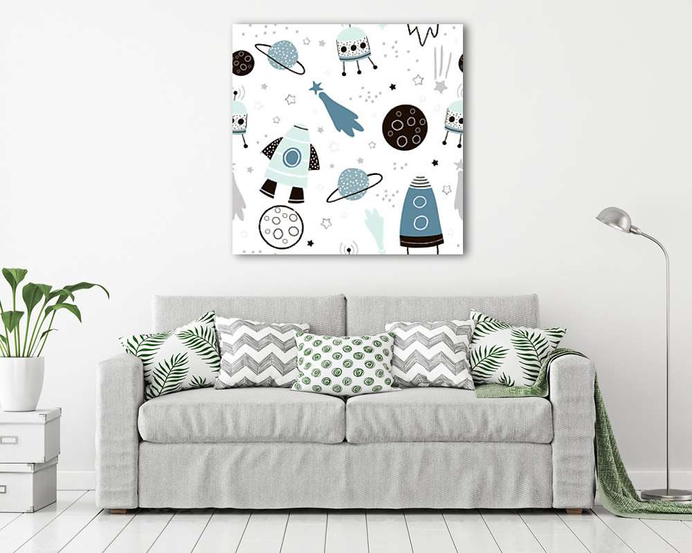 Rakétás tapétaminta (kék verzió) - vászonkép, falikép vásárlás Rakétás tapétaminta (kék verzió) (vászonkép) - vászonkép, falikép otthonra és irodába