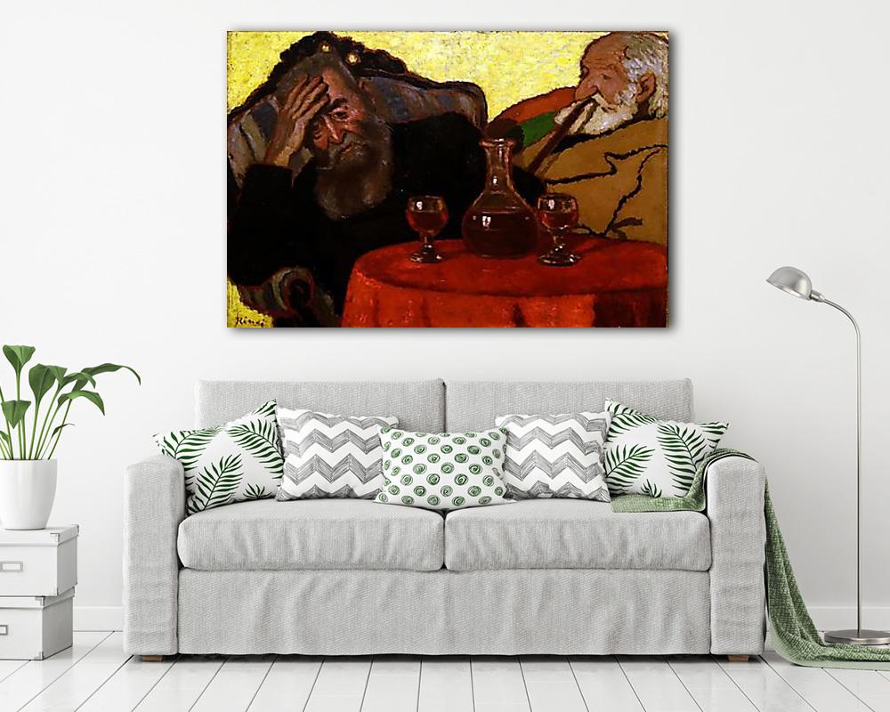 Apám és Piacsek bácsi vörösbor mellett (1907) (keretezett kép) - vászonkép, falikép otthonra és irodába