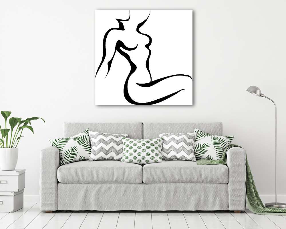 Női torzó vázlata (keretezett kép) - vászonkép, falikép otthonra és irodába