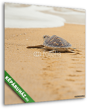 Hawksbill tengeri teknős a tengerparton, Thaiföldön. - vászonkép 3D látványterv