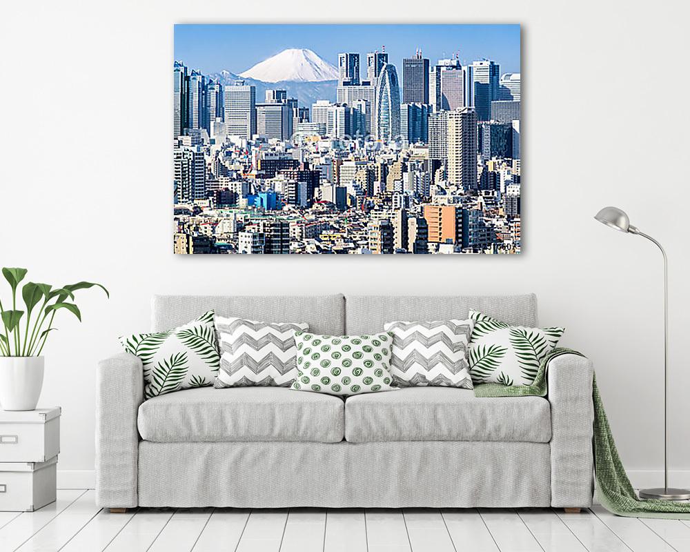Tokió télen Fujiyama-val a háttérben (többrészes kép) - vászonkép, falikép otthonra és irodába