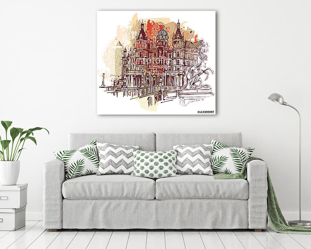 Schwerin vár - vászonkép, falikép vásárlás Schwerin vár (keretezett kép) - vászonkép, falikép otthonra és irodába