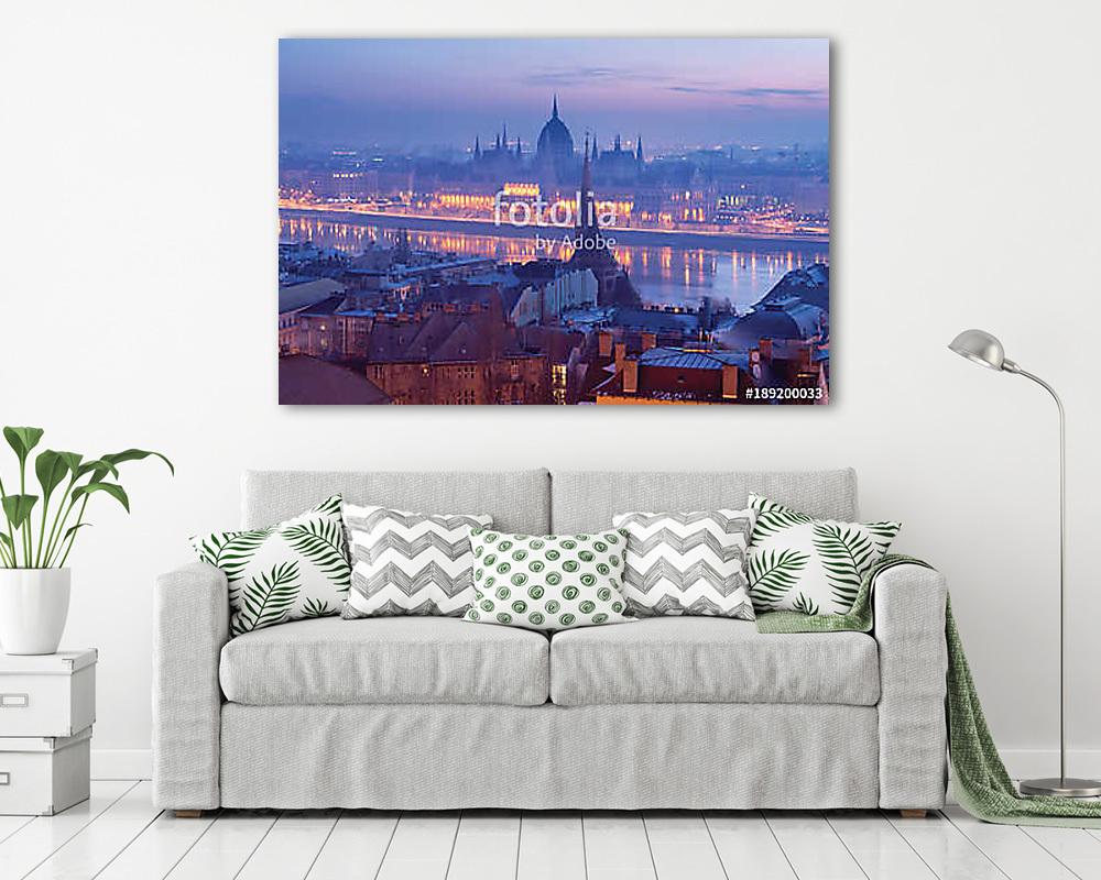 Budapest Parlament épülete a reggeli kék homályban - vászonkép, falikép vásárlás Budapest Parlament épülete a reggeli kék homályban (vászonkép) - vászonkép, falikép otthonra és irodába