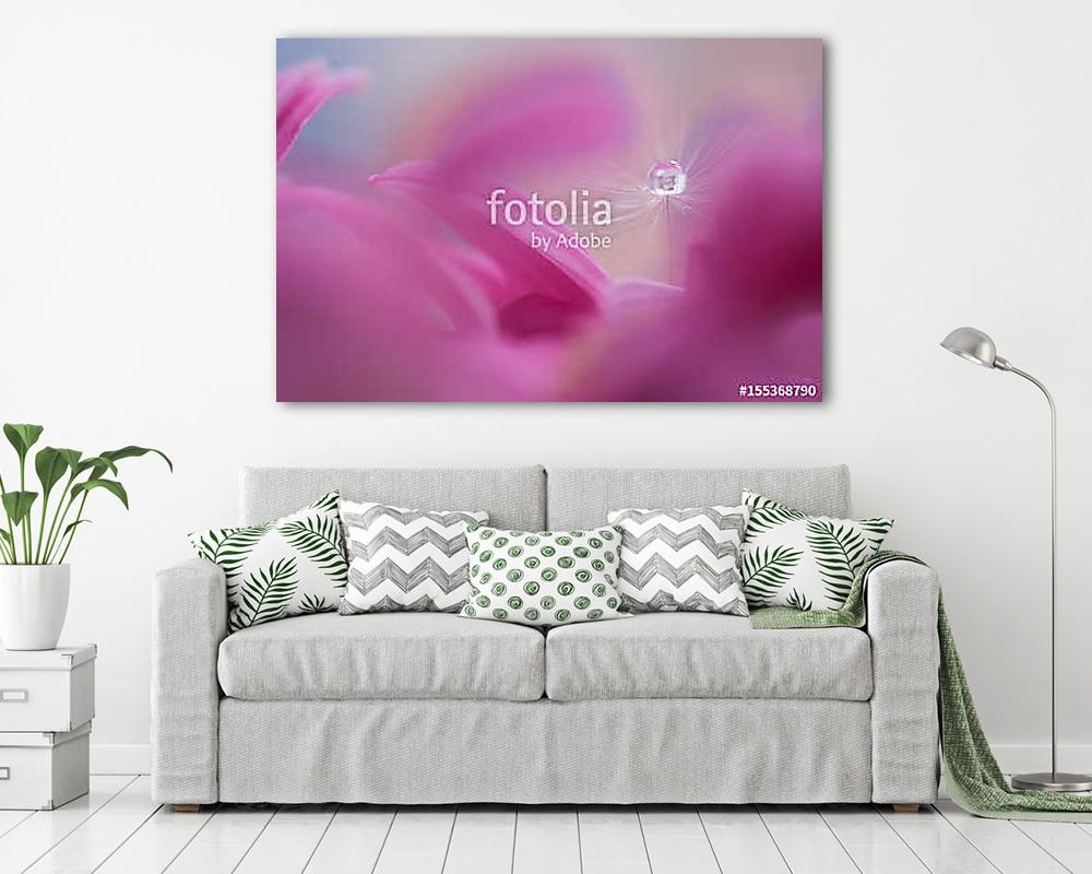 Dandelion with water drop on the flower. Macro of a dandelion. - vászonkép, falikép vásárlás Dandelion with water drop on the flower. Macro of a dandelion. (vászonkép) - vászonkép, falikép otthonra és irodába