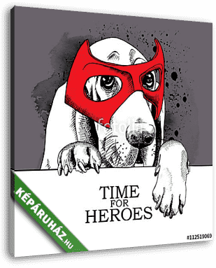 The poster with the portrait of the dog Basset Hound wearing the - vászonkép 3D látványterv