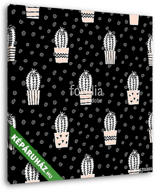 Hand Drawn Cactus Pattern - vászonkép 3D látványterv