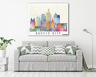 Kansas City landmarks watercolor poster (vászonkép) - vászonkép, falikép otthonra és irodába