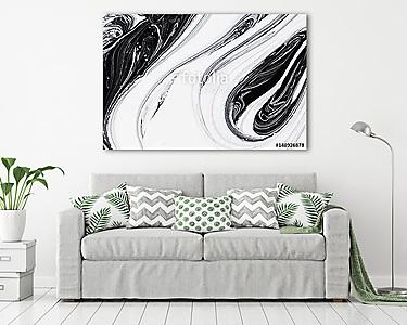 abstract background, white and black mineral oil paint on water (vászonkép) - vászonkép, falikép otthonra és irodába