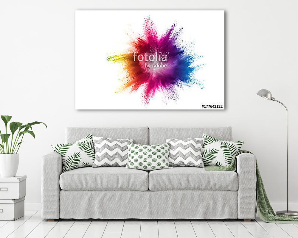 Splash of colorful powder over white background. (többrészes kép) - vászonkép, falikép otthonra és irodába