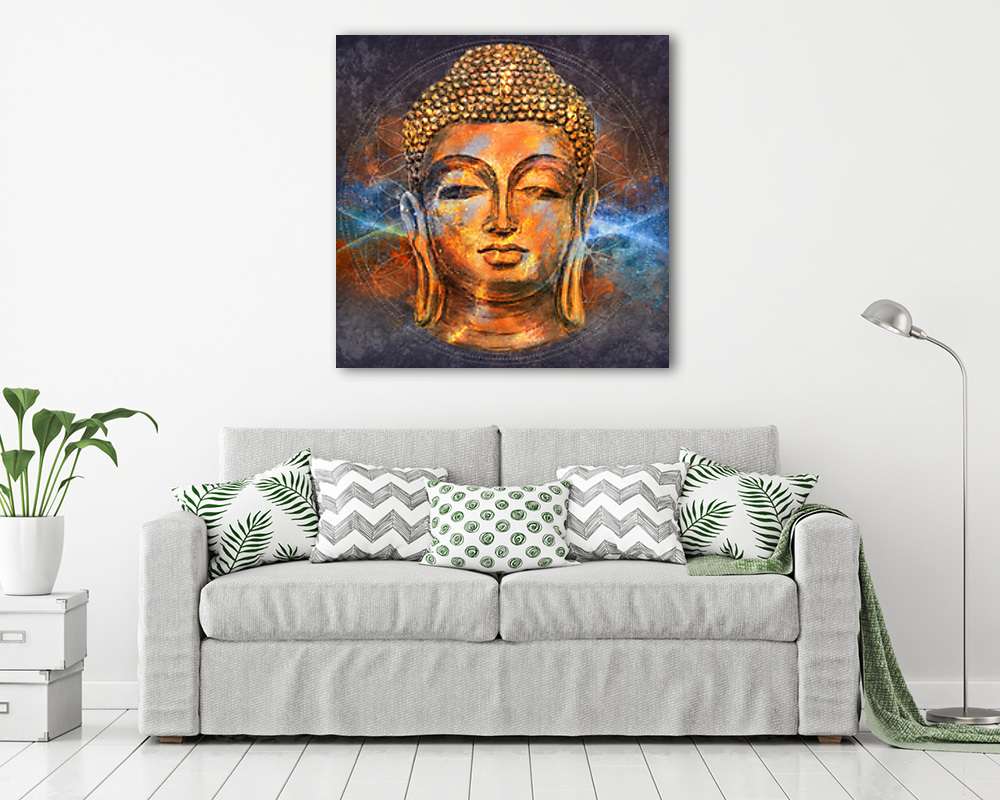 Színes Buddha fej (fotótapéta) - vászonkép, falikép otthonra és irodába