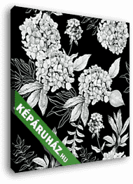 Fekete-fehér virágos tapétaminta - vászonkép 3D látványterv