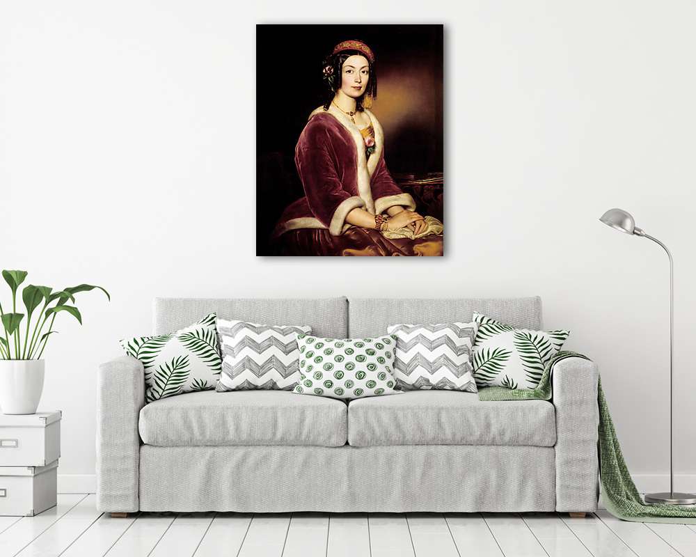 Női arckép bársonymentében - vászonkép, falikép vásárlás Női arckép bársonymentében (keretezett kép) - vászonkép, falikép otthonra és irodába