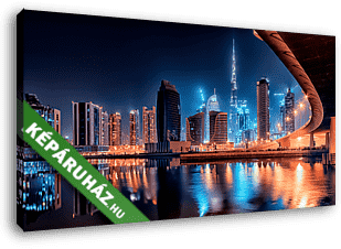 Dubai fényei éjjel - vászonkép 3D látványterv