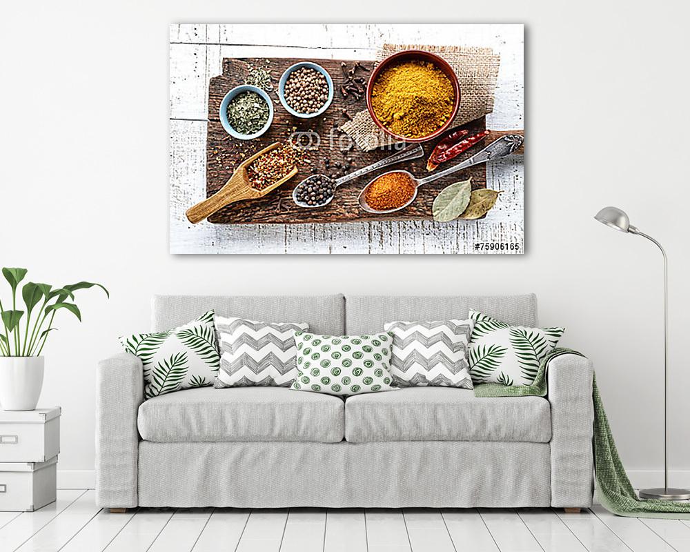 különböző fűszerek (bögre) - vászonkép, falikép otthonra és irodába